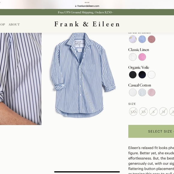 Frank & Eileen Navy Stripe Relaxed Button up Shirt - Picture 2 of 4